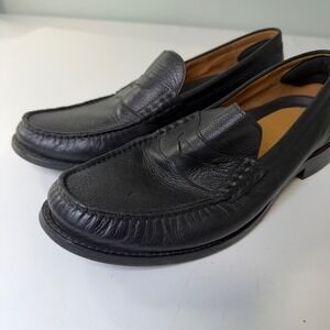 Cole Haan Mens Black Pebbled Leather Pinch Penny Loafers C37107 Size 9.5 M